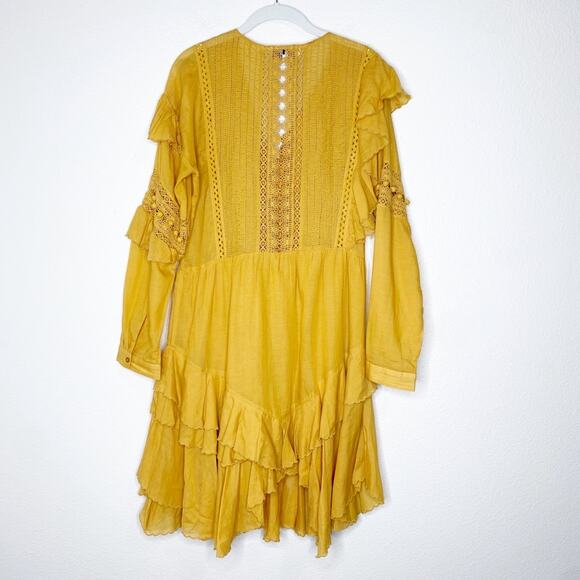 SEA new york mustard ruffle peasant dress size 8 - Picture 11 of 12